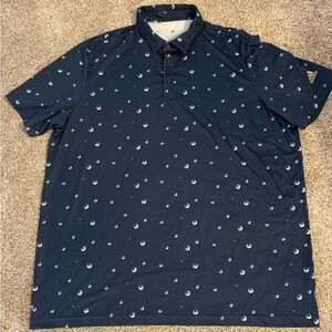 Adidas Men's Dark Blue Polo with Dot Pattern
